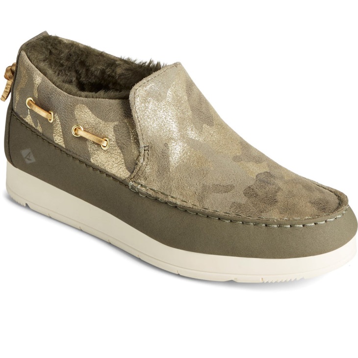 Sperry Women's Moc-Sider Metallic Shoes Olive