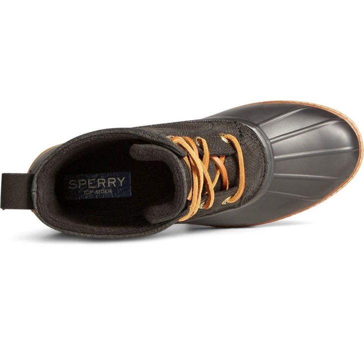 Sperry Women's Saltwater Heel Snake Ankle Boot Black