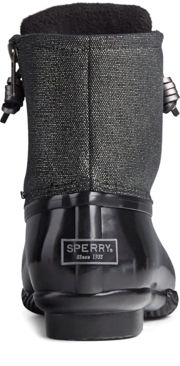 Women's Saltwater Sparkle Duck Weather Boot Black Silver Sperry