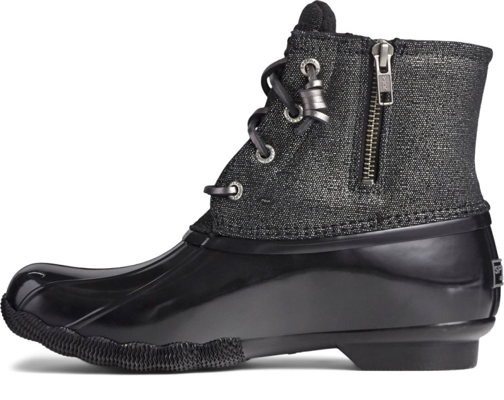 Women's Saltwater Sparkle Duck Weather Boot Black Silver Sperry